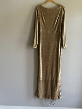 House OF CB Roqa Open Back Gold Gown Dress Size L MSRP $299