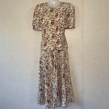 Maggy London Floral Puff Sleeve Buttoned Down 2 piece set Skirt Size 8