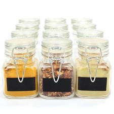Spice Jars Glass x12 Mini Clip Top Preserve Herbs Jar Labels & Chalk Pen M&W
