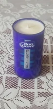 Rare Bud Light Platinum Beer Candle 4.5"H Cobalt Blue Glass 12 Fl Oz Breweriana 