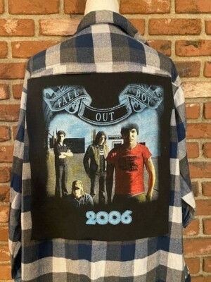Upcycled flannel shirt with choice of FALL OUT BOY logos Custom-made for you!