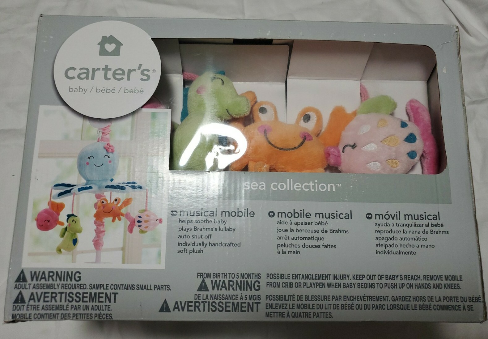 Carter S Sea Collection Plush Musical Mobile Pink Blue Turquoise For Sale Online Ebay