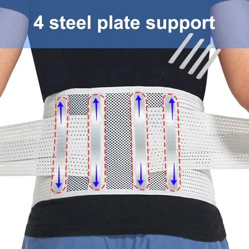 Back Support Brace Lower Back Pain with 4 Stays Belt Relief Breathable Air Mesh - Picture 24 of 28