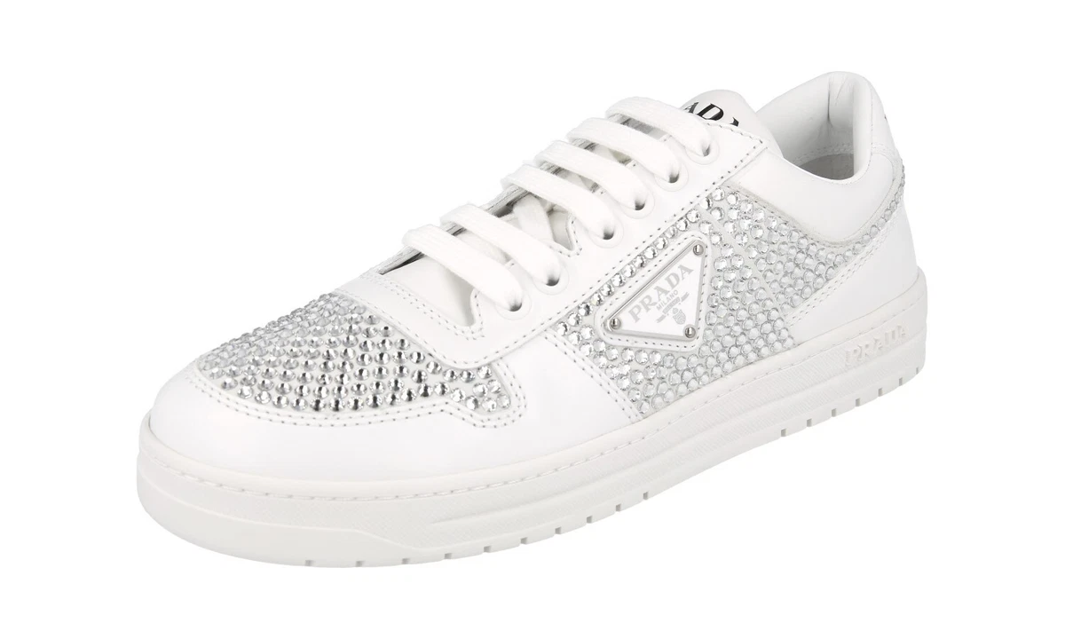 PRADA Leder Downtown Sneaker - 1E348N - Weiss - NEU