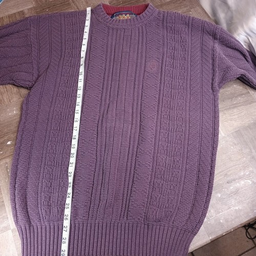 Vtg 90s Ralph Lauren Sweater Chaps Boy Scout Tag Cable Knit Purple Heavy Chunky - Picture 12 of 18
