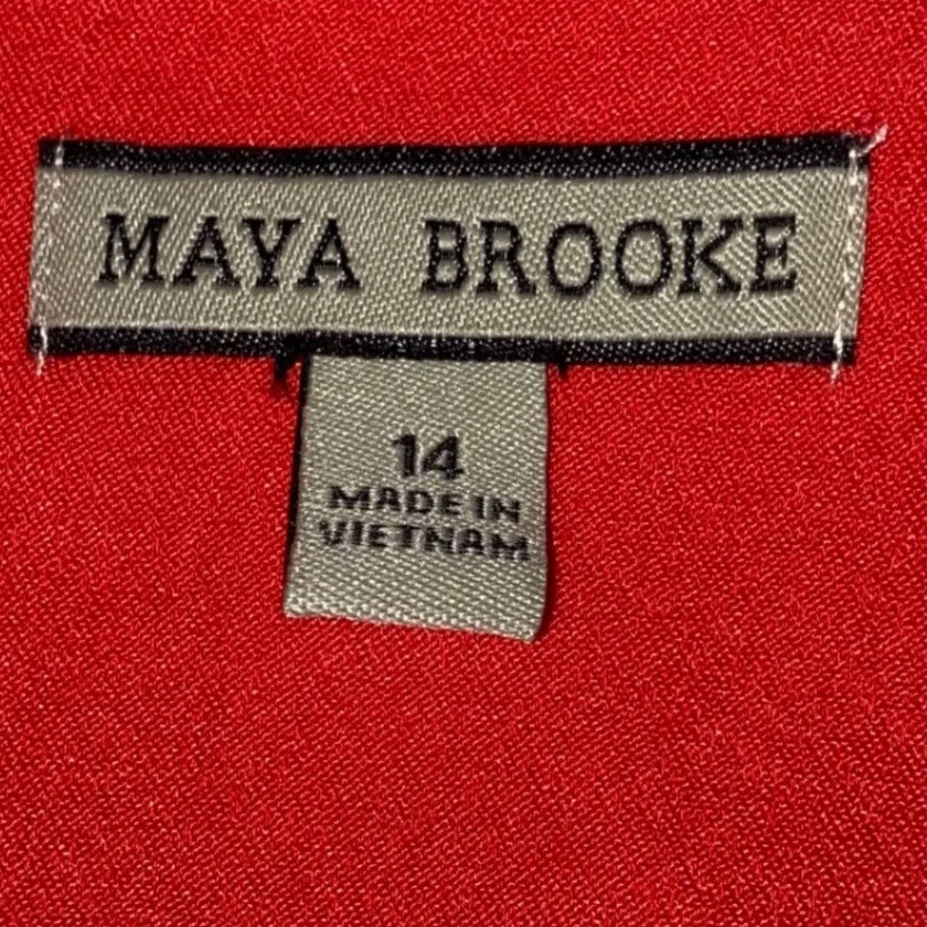 Chaqueta Blazer Maya Brooke Roja Mujer Talla 14 Manga 3/4 Puños a Rayas Frente Abierto Foto 2 de 4
