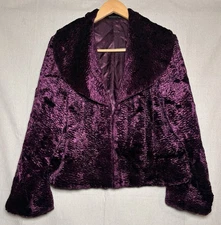 Cejon Jacket Women Purple Faux Fur Plush Short Coat Soft Lined Warm Sz S/M