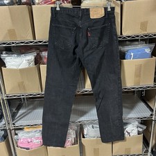 VTG 90s Levis 501 Jeans FITS 32x30 Faded Black Gray Denim Button Fly Made USA 