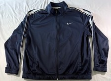 Nike Full Zip Up Track Warm-up Jacket Men's 2XL Navy Blue With White Stripe