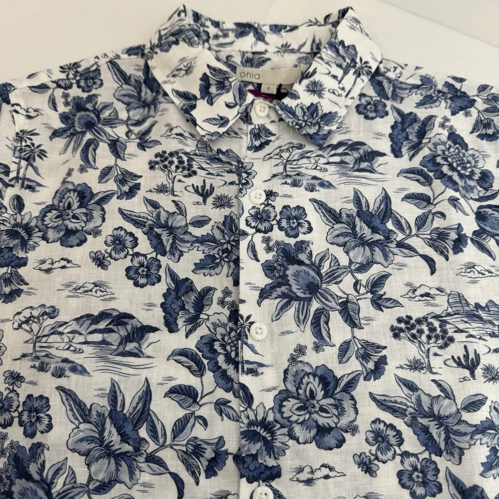 NWT ONIA $245 JACK AIR LINEN SHIRT Men’s S Liberty Lagoon Fabric MULTI Floral