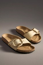 Birkenstock Madrid Big Buckle Raffia Sandals - Natural - Free Shipping US