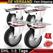 Transportrollen Set 4 x Lenkrollen Bockrollen Vollgummi Schwerlastrollen M&ouml;bel