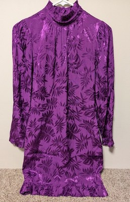 Purple Floral Longsleeve Mini Dress Adelyn Rae Zoe XS Formal 