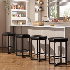 Counter Height Bar Stools Set of 4 24'' Kitchen Island Stools PU Leather Seats