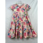 Hanna Andersson Patchwork Tiered Dress Kids 130 Pink Floral Hearts Cotton Midi