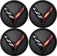 2020-2026 Corvette C8 Carbon Flash Cross Flag Logo Center Cap Pkg Qty 4 84691535