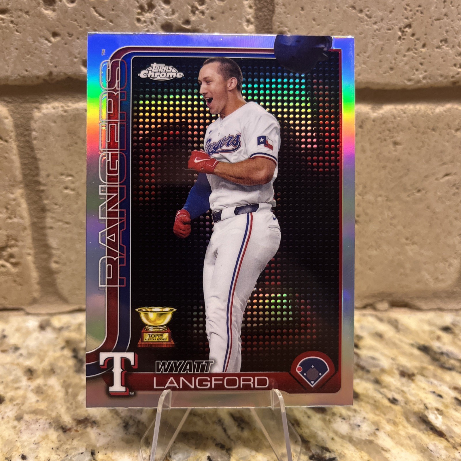 Wyatt Langford 2025 Topps Chrome Lightboard Logo Refractor SSP #68 Rangers