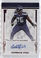 2016 Panini National Treasures Red Jersey Number 50/76 Germain Ifedi Auto 04u5