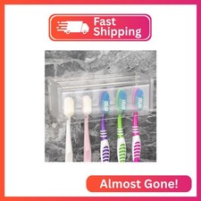 5 Slots Wall Mount Toothbrush Holder with Cover, Self Adhesive Toothbrush Storag