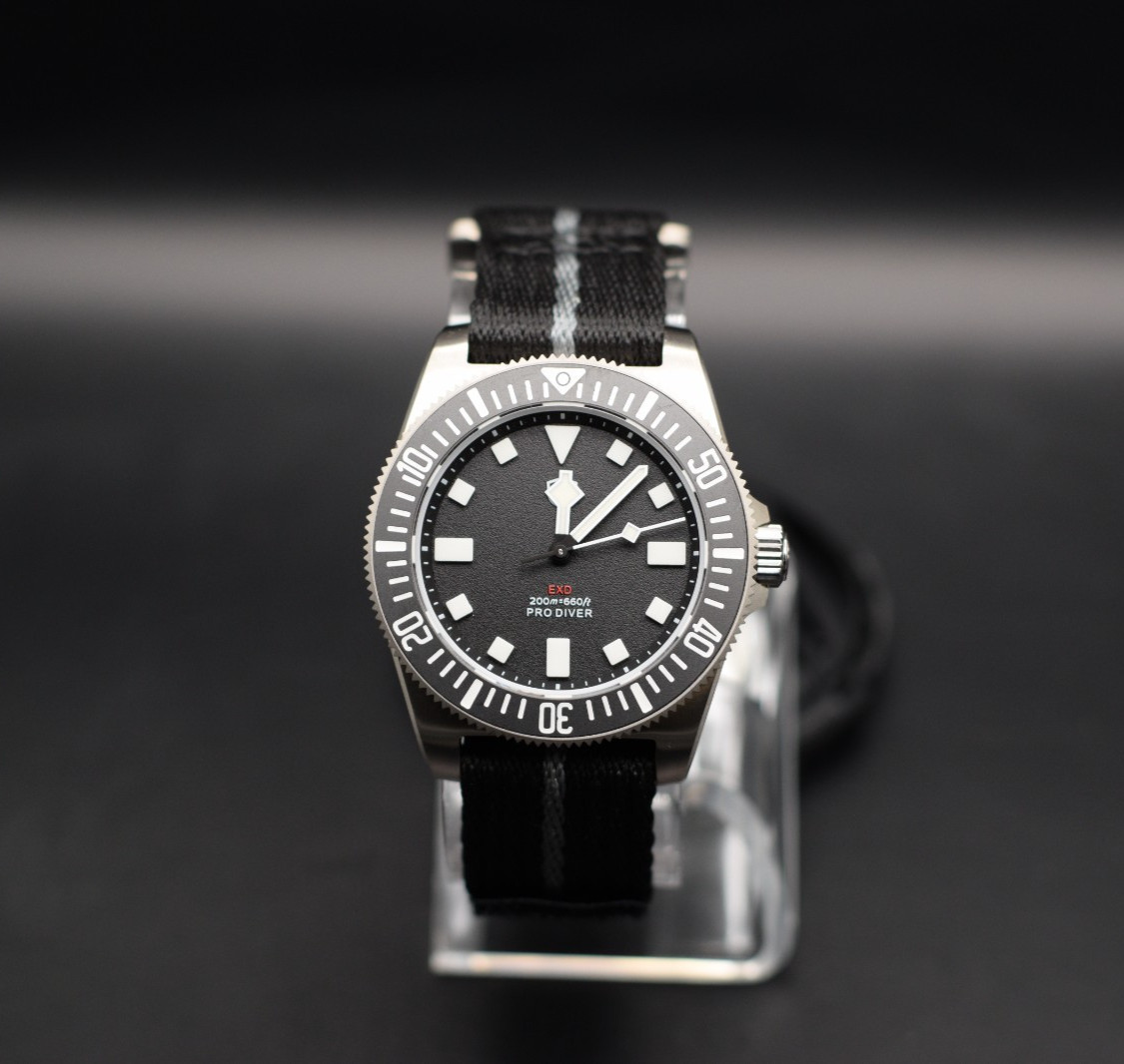 Watchdives 40mm EXD Titanium Black Dial Dive Watch - USA - Free Shipping