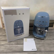 Williams Sonoma SMEG Drip Coffee Maker 10-cup Fog Blue Matte Finished Spots Read