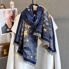 Autumn/Winter Warm Scarf 185 65cm Star Print Tassel Shawl Women's Imitation Cash
