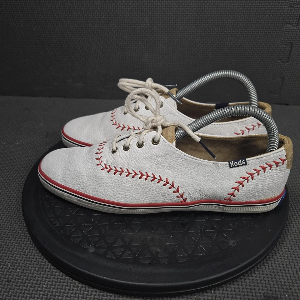Keds Baseball Stitch Shoes Womens Size 8 White Red Leather Sneakers WH54430 - Image 3 of 4
