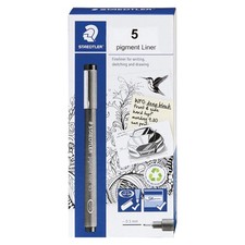 Pigment Liner Fineliner Pen Drawing Drafting Journaling 0.5mm Black Box 5 308