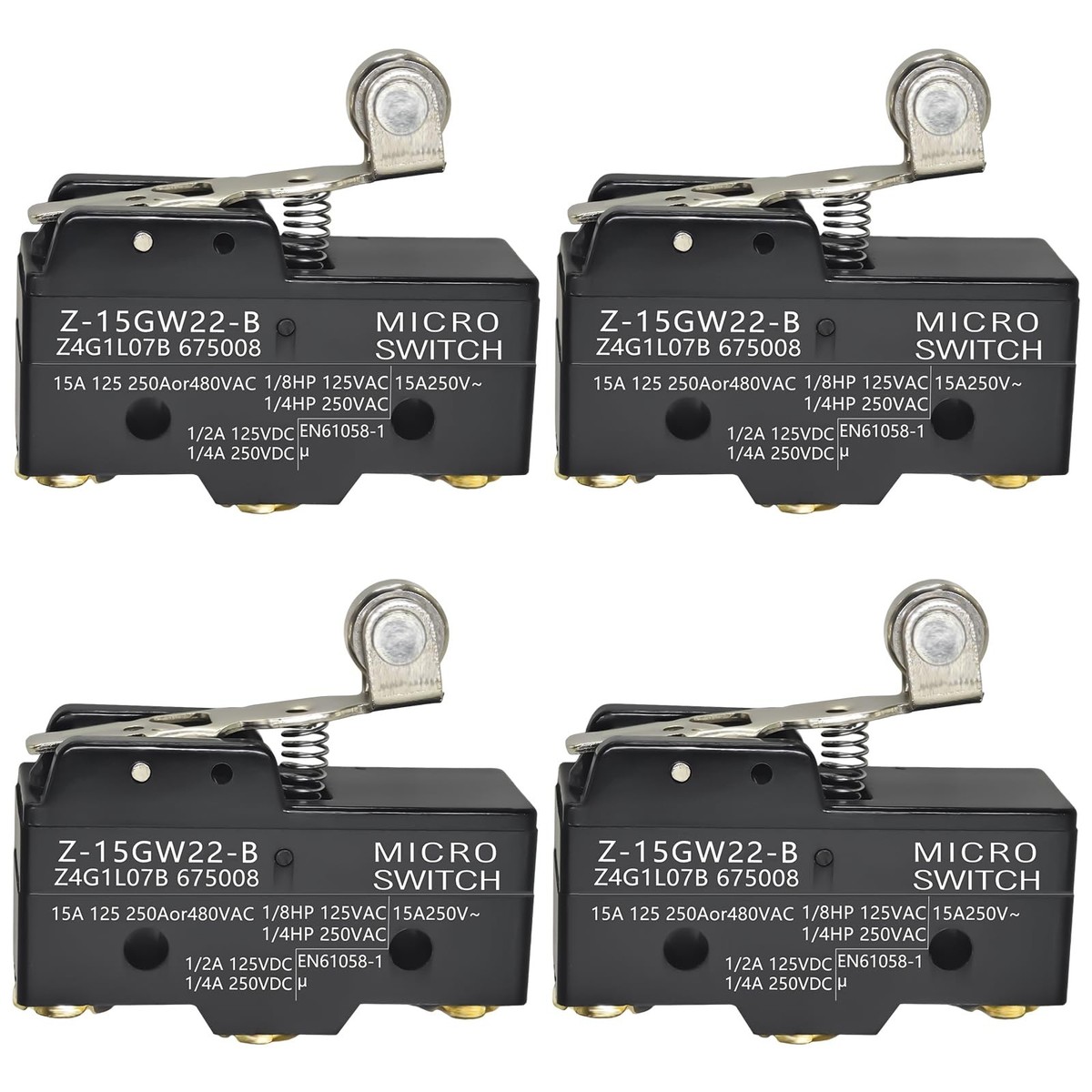 4 PCS Z-15GW22-B Micro Limit Switch Hinge Roller Lever SPDT 15A