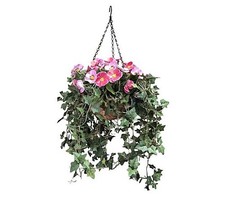 Garden Reflections Pre-Lit Faux Pansy Hanging Basket