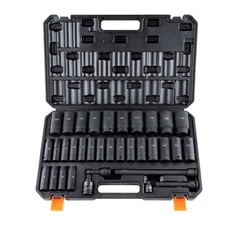 Impact Sockets Set 34pcs 6-Point 1/2in Drive Bit Ratchet Tool Kit Case