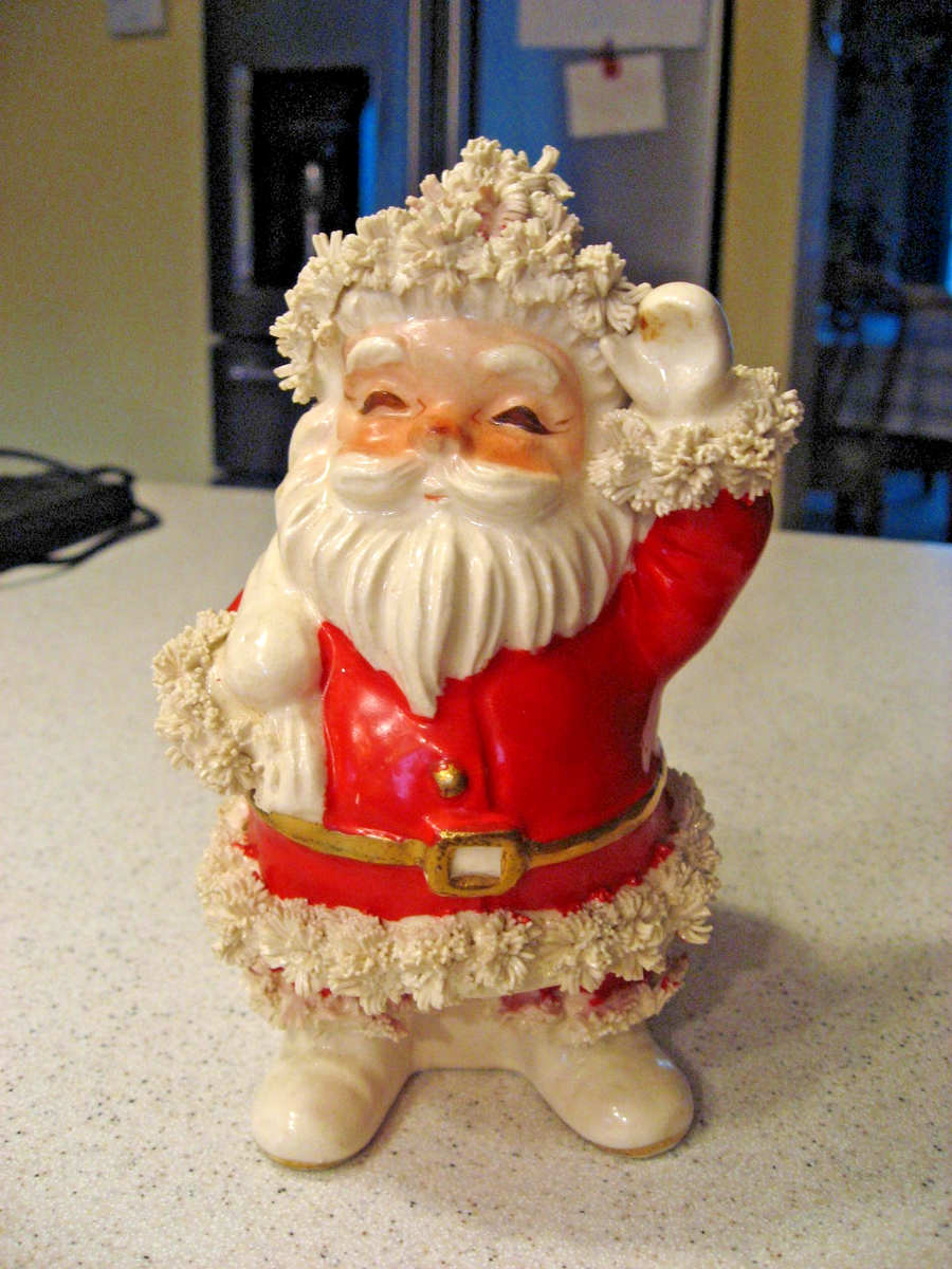 サンタクローチェの裏庭 Vintage Napco Japan 1959 Spaghetti Trim Santa Claus Ceramic