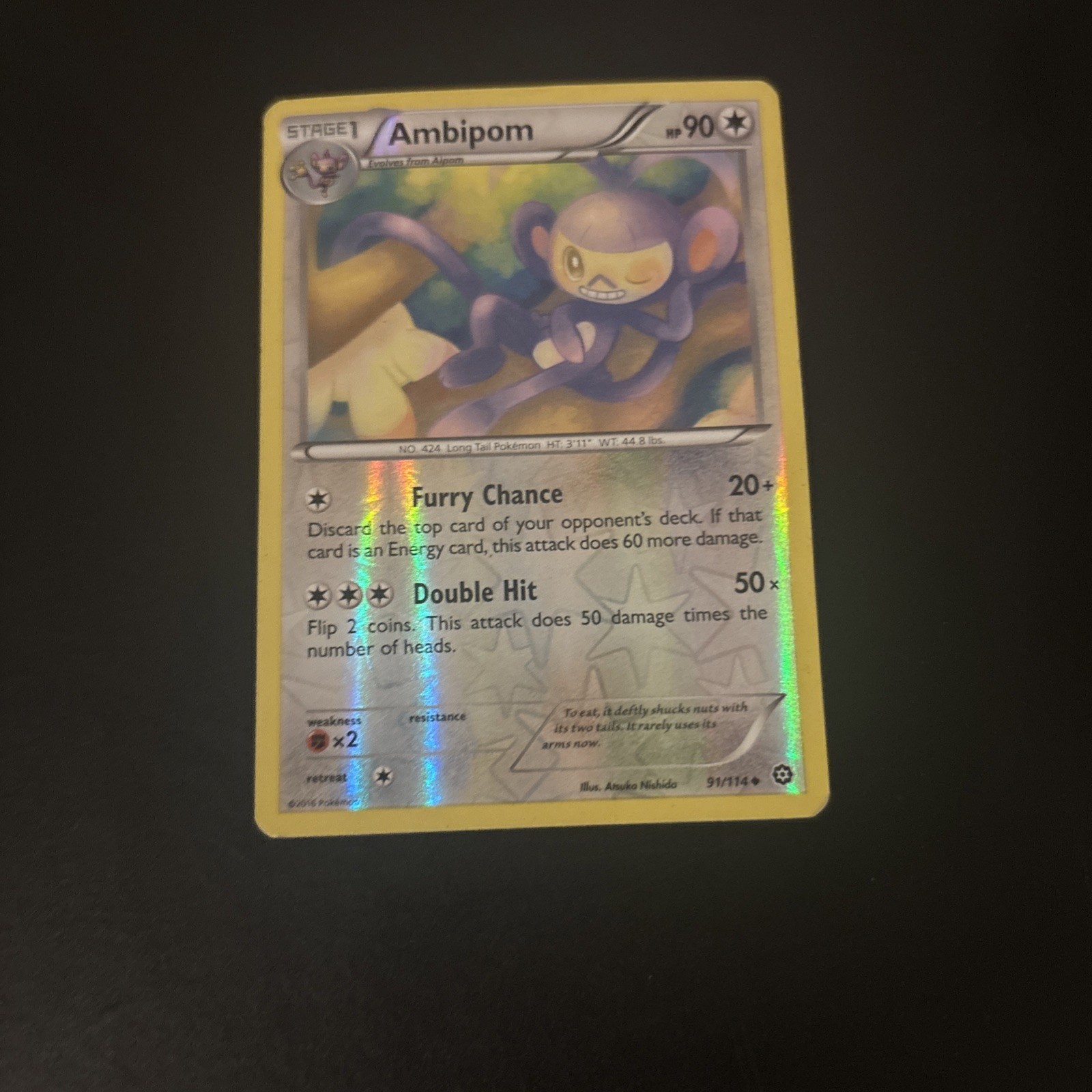 Ambipom Reverse Holo Rare 91/114 XY Steam Siege NM