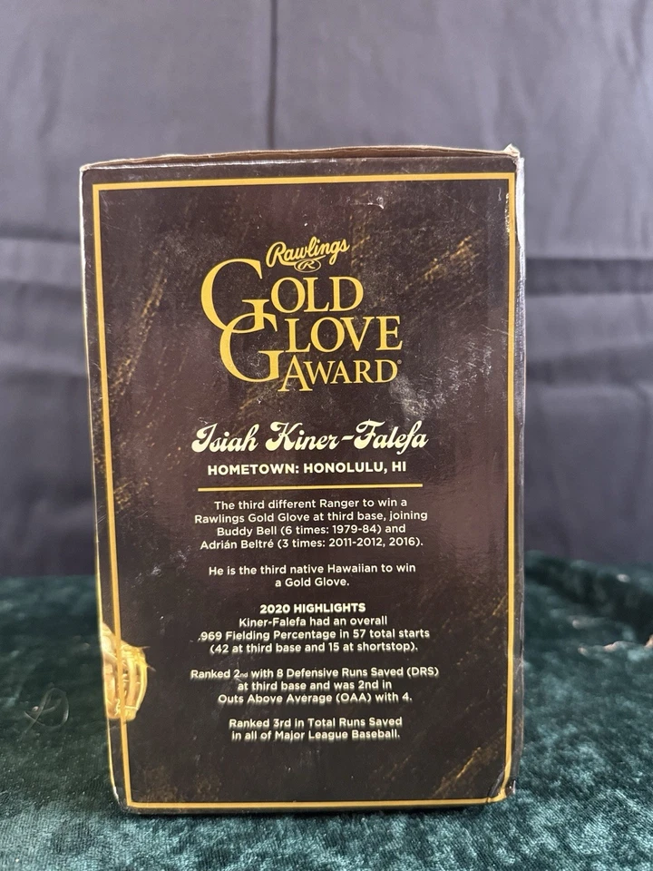 Guante de Oro Isiah Kiner-Falefa 2021 Texas Rangers Bobblehead SGA 14/08/21 Nuevo Foto 3 de 4
