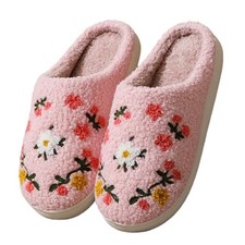 Womens Fruits Slippers For Home Elastic Comfy 9.5-10 Women/8-8.5 Men Pinkflower