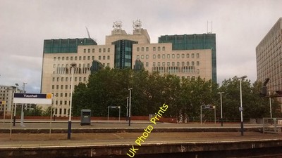 Photo 6x4 View of the MI6 building from a Strawberry Hill-bound train at  c2016