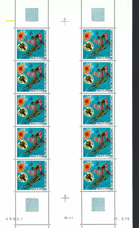 Wallis & Futuna 1979 #229-230 & #C94 sheets of 10 MNH Year Child/Native peoples