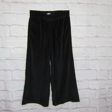 Rewash Black Velour Ribbed High-Rise Wide Leg Cropped Pants size M