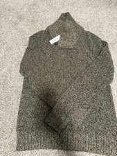 Banana Republic Italian Yarn Extra Fine Merino Wool Shawl Collar Sweater Brown S