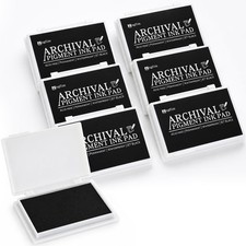 Jet Black Permanent Waterproof Archival Pigment Ink Pad 3.7x2.5 In 6 PCS