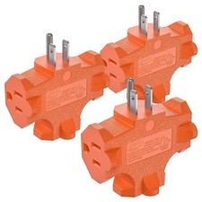3-Pack 3 Way Plug Adapter 15A 1875W,3 Prong 3 Outlet Adapter Power Splitter Plug