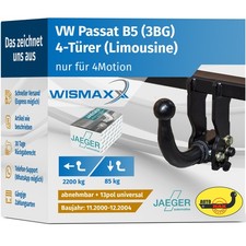 ANHÄNGERKUPPLUNG abnehmbar für VW Passat 3BG 4x4 Limo 00-04 +13pol E-Satz ABE