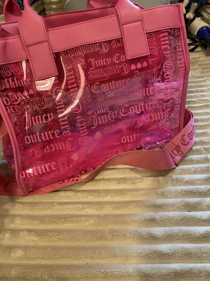 Bolso de Hombro Juicy Couture Rosa Transparente con Correa Ajustable y Bolsa Foto 2 de 4