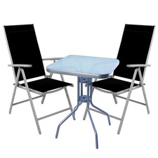 Mojawo® Set da Bistrot 3 Pezzi Set da Bistrot Set da Balcone Grigio Argento/Nero