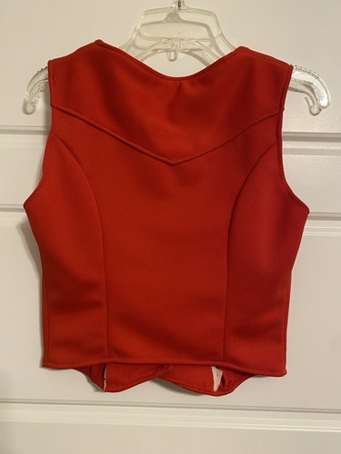 Vintage 70s Retro Orange Pants Vest Suit Dotted Swiss Shirt Matching Set Sz XS - Picture 6 of 20