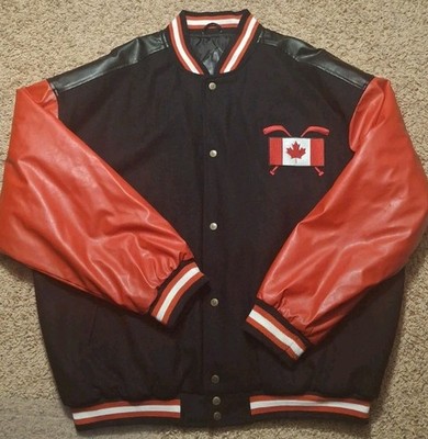 Vintage 90s Steve & Barry s Canadian Black Red Bomber Varsity Jacket Wool  XXL