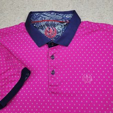 Au Noir Polo Shirt Mens M Medium Pink Geometric Short Sleeve Logo