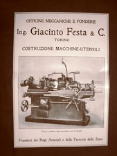 Costruzioni Macchine utensili Ing.G.Festa Tornio a revolver Pubblicità del 1918