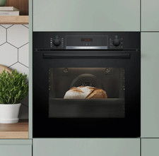 Image of Bosch HQA534BB3B Serie 4 Black Single Oven With Added Steam Function