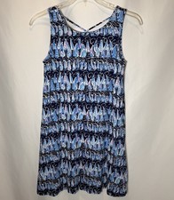 Lilly Pulitzer Kristen Dress Low Tide Navy Sails & Stripes Sailboat Print S